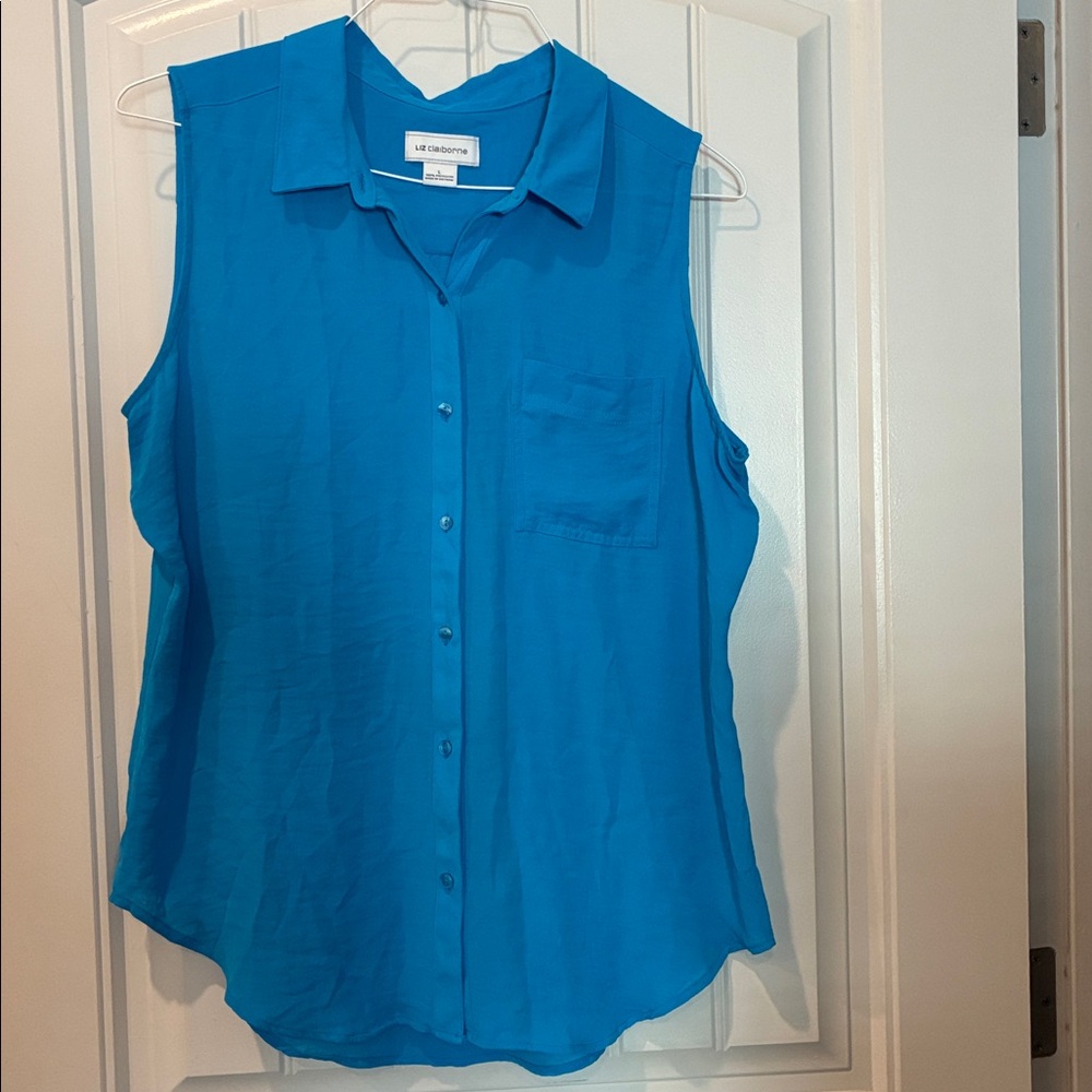 Liz Claiborne Blue Tank Blouse Top - L